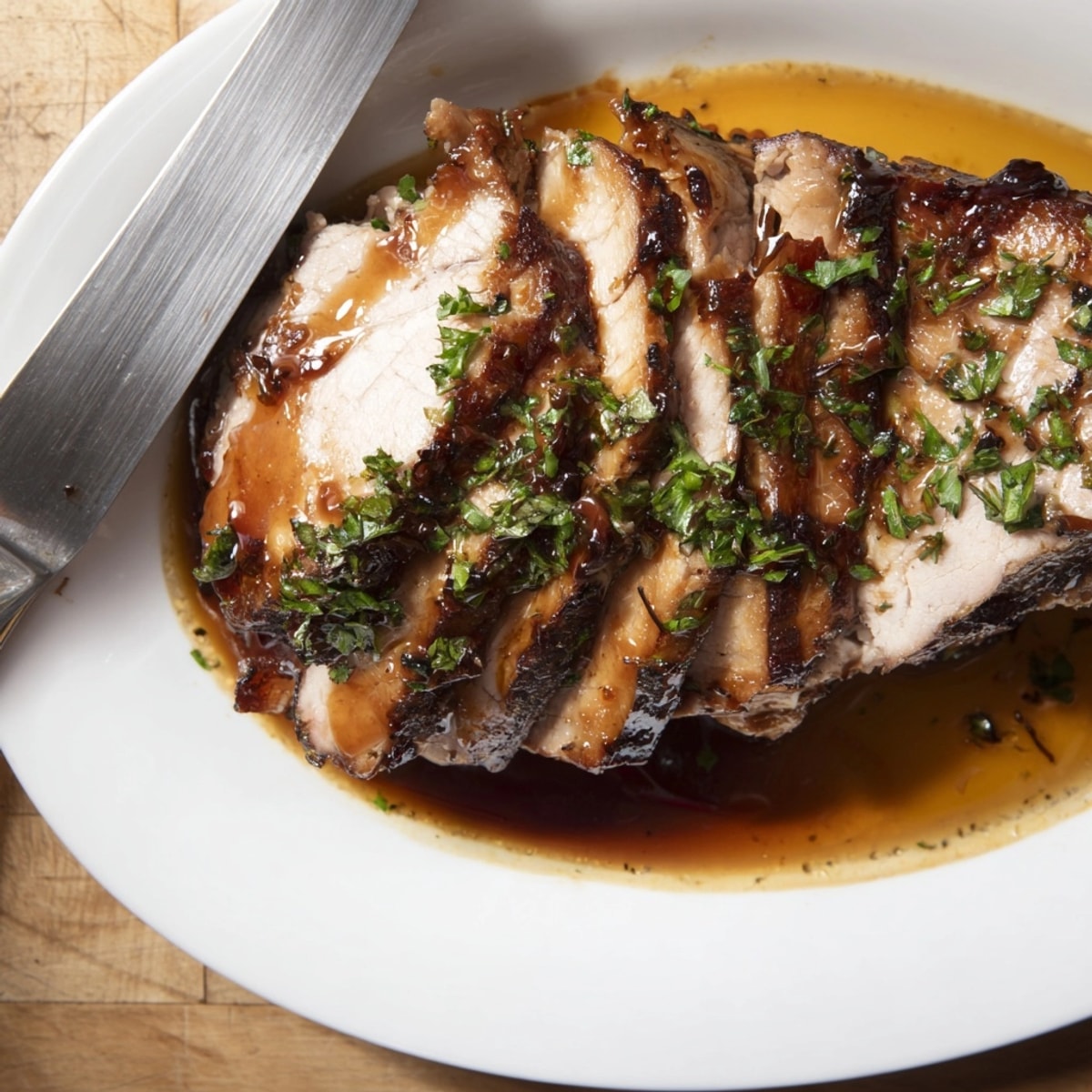 Tender Honey Garlic Pork Roast recipe, caramelized edges, perfect for Sunday dinner with family.