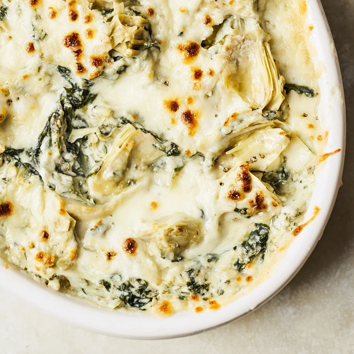 Enjoy a comforting bowl of Warm Spinach and Artichoke Dip, beautifully baked and richly flavored.
