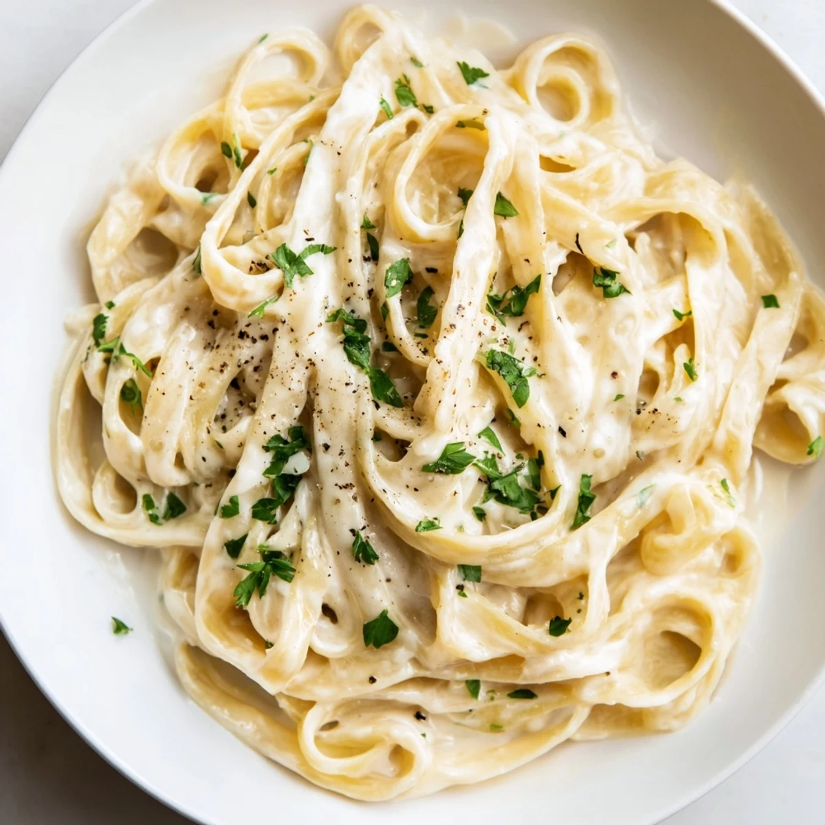 Steaming bowl of creamy garlic Parmesan pasta, showcasing the rich, cheesy sauce and perfect for dinner.