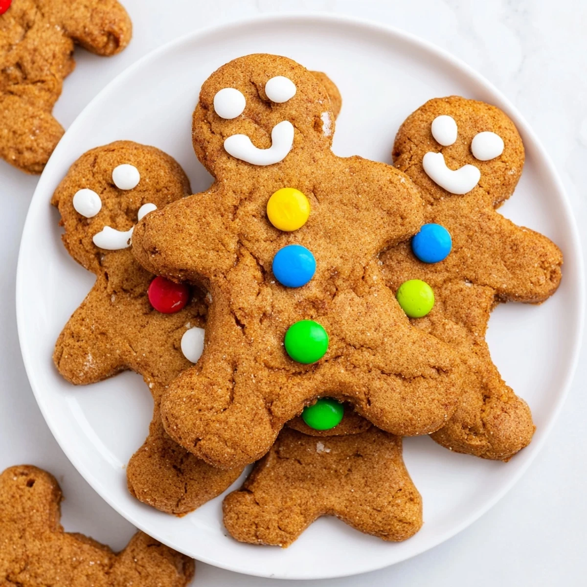 Freshly baked gingerbread men, a classic holiday cookie, ready for cheerful icing and candy embellishments.
