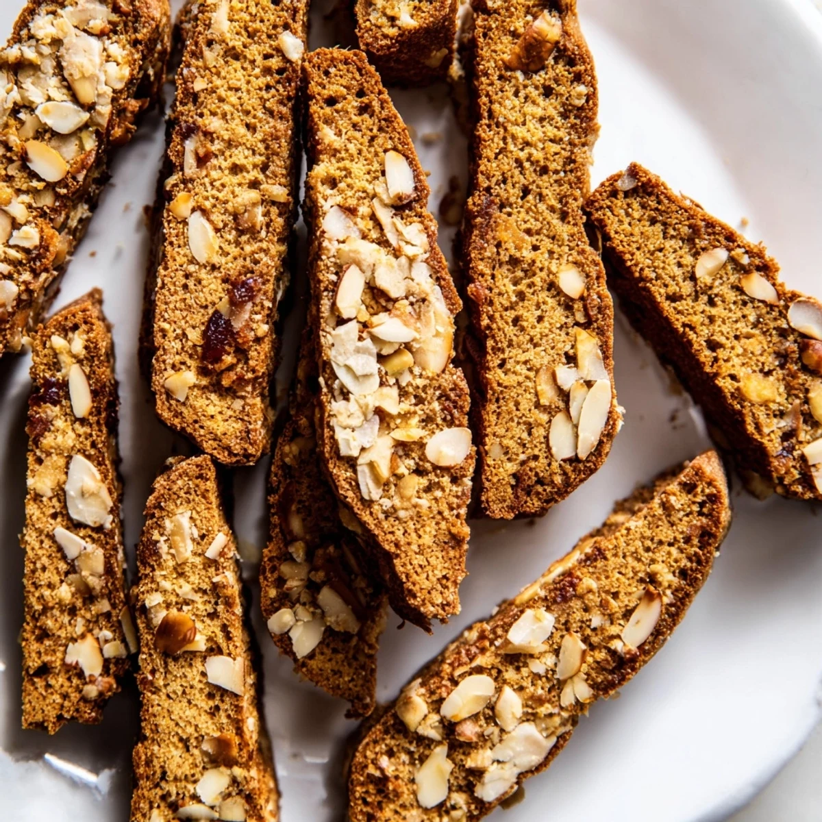 Homemade Gingerbread Biscotti arranged on a cooling rack, showcasing its delightful, textured surface.