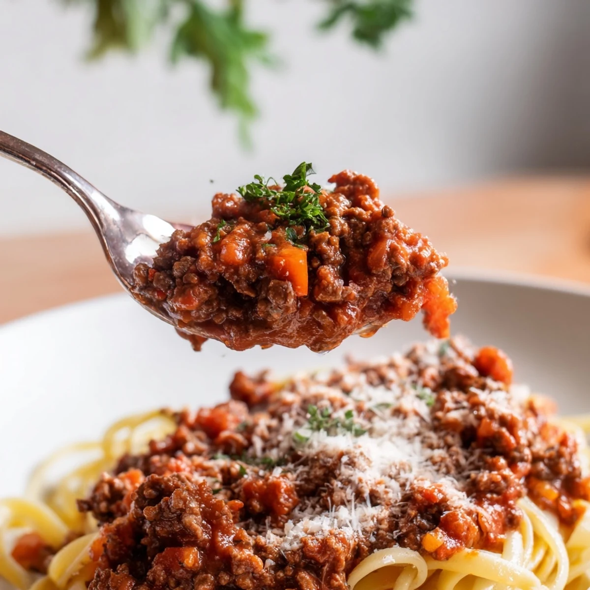 Savory Beef Bolognese simmers gently in a pot, promising rich Italian flavors for dinner tonight.
