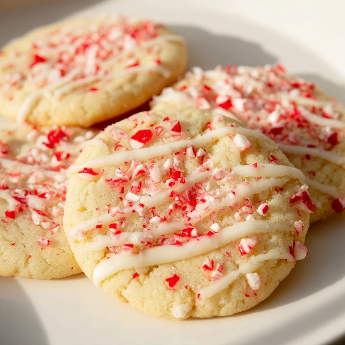 Peppermint Candy Cane Cookies, festive and buttery, topped with vibrant crushed candy canes perfect for the holidays.