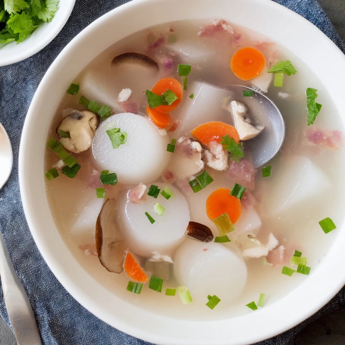 Savory Winter Melon Soup with tender melon and carrots, perfect for a comforting meal.