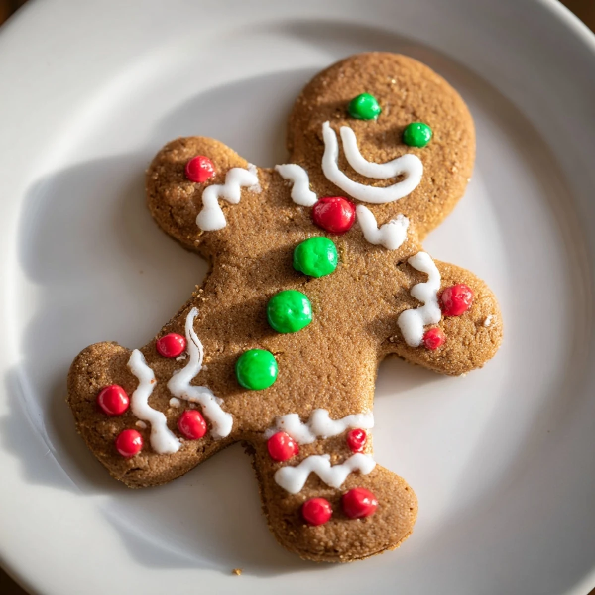 Freshly baked gingerbread man cookies, spiced and iced with a sweet, festive design, perfect for sharing.