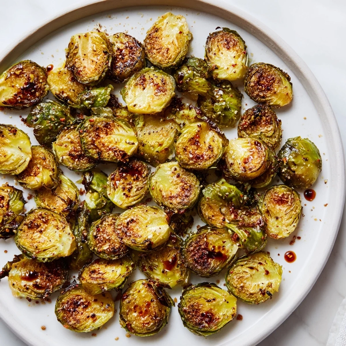 Crispy roasted Brussels sprouts, caramelized and browned. Perfect side dish for your meal.