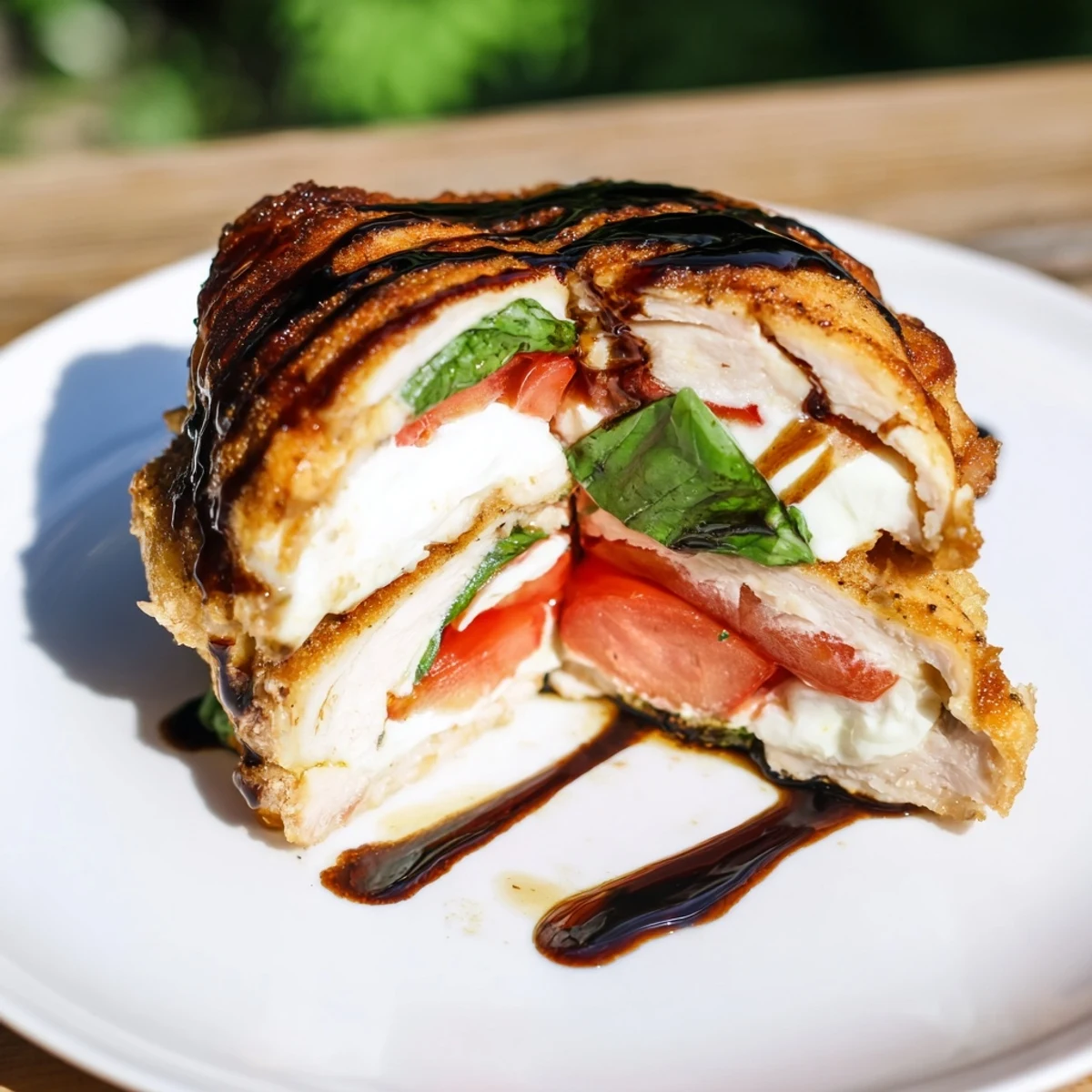 Juicy Caprese stuffed chicken breast showcasing a flavorful Italian-inspired main course, gluten-free.