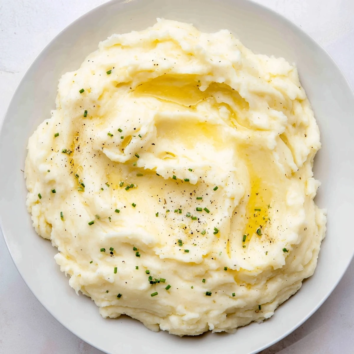 Tender and buttery creamy mashed potatoes, perfect for a cozy, comforting side dish.