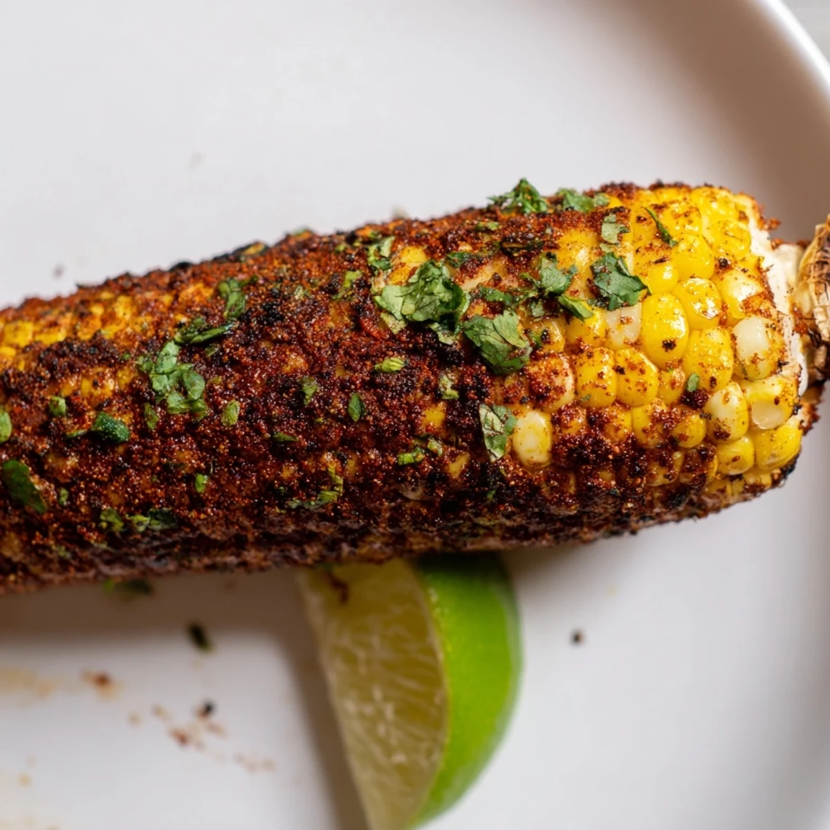Juicy ears of Cajun Spiced Roasted Corn on the Cob, perfectly charred and served with bright lime wedges.  