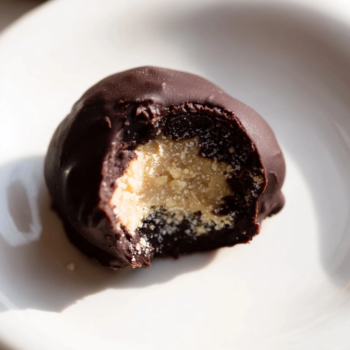 Rounded Chocolate Peanut Butter Balls sit on parchment paper, their glossy chocolate shells reflecting the light for a perfect no-bake dessert.