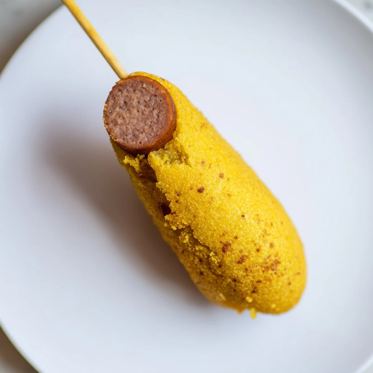 A close-up of mini corn dogs on a wooden board with dipping sauces, highlighting the crisp, golden-brown batter.