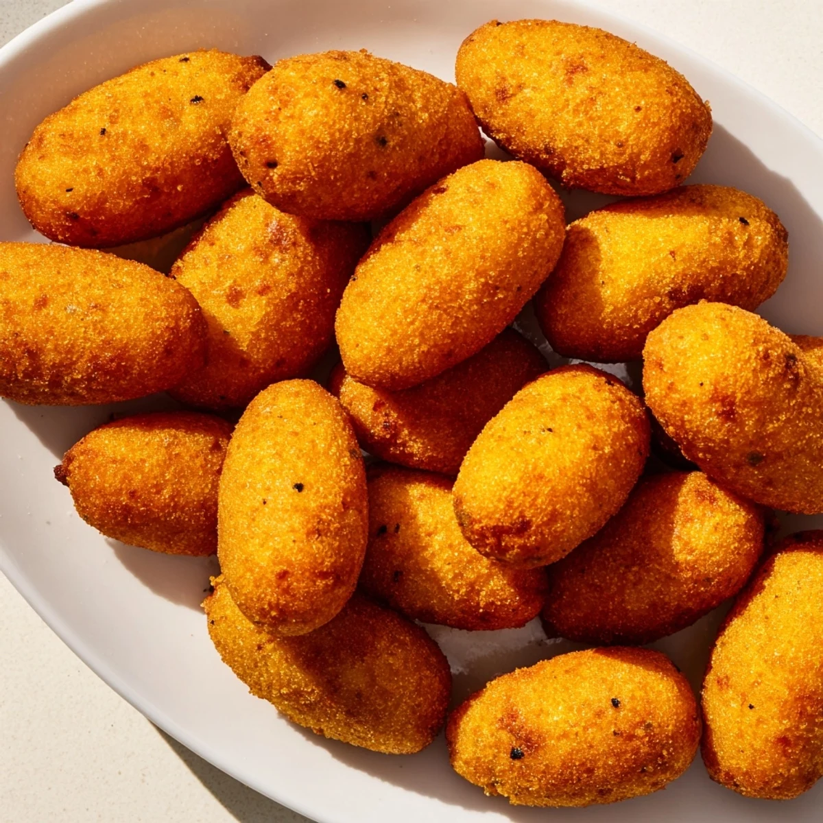 A close-up of golden, crispy mini corn dogs with juicy beef franks on toothpicks, served hot on a platter with ketchup and mustard dips for a party snack.