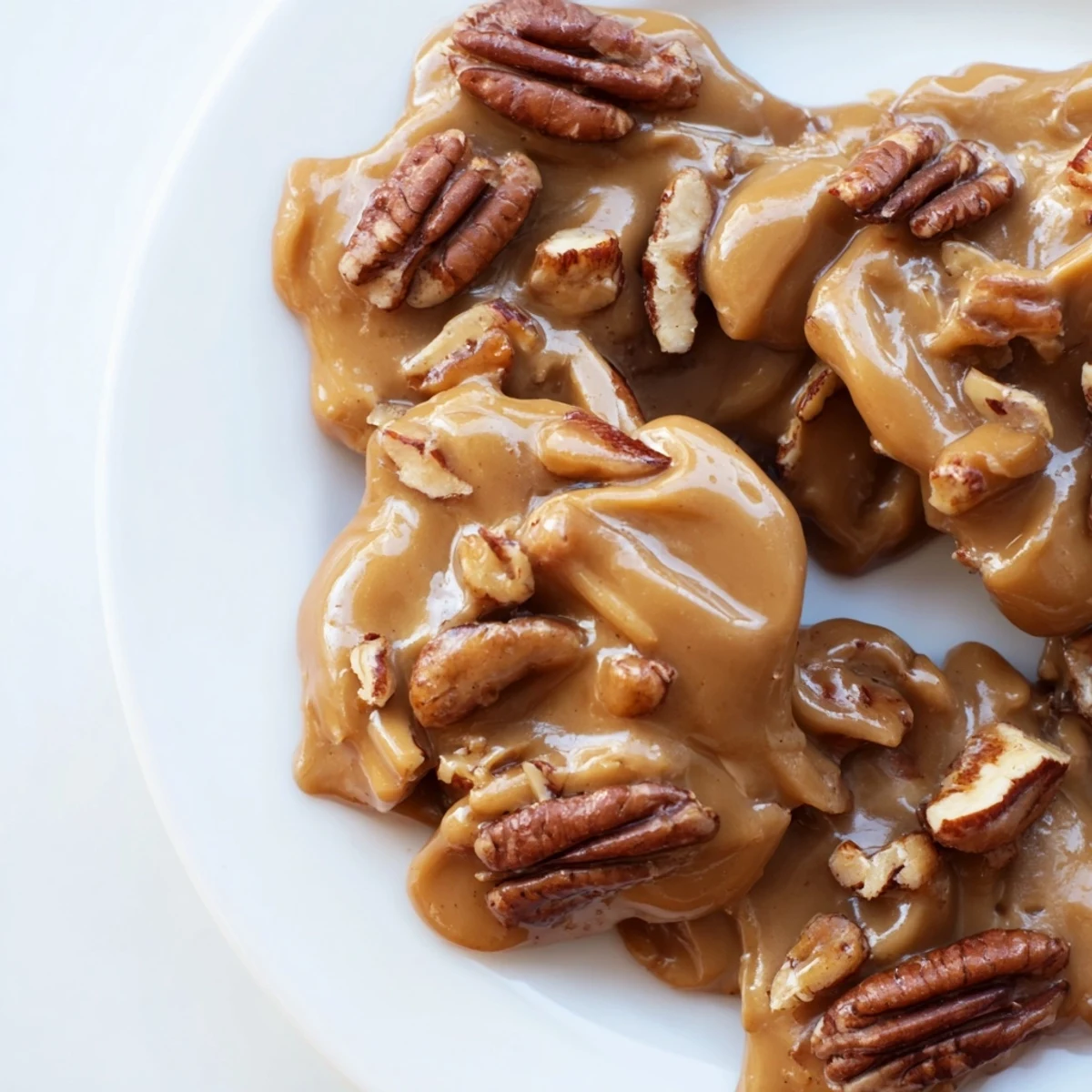 Freshly set Mardi Gras Pecan Pralines with Cream are cooling on a baking sheet, their rich, buttery aroma evoking a cozy Southern kitchen celebration.