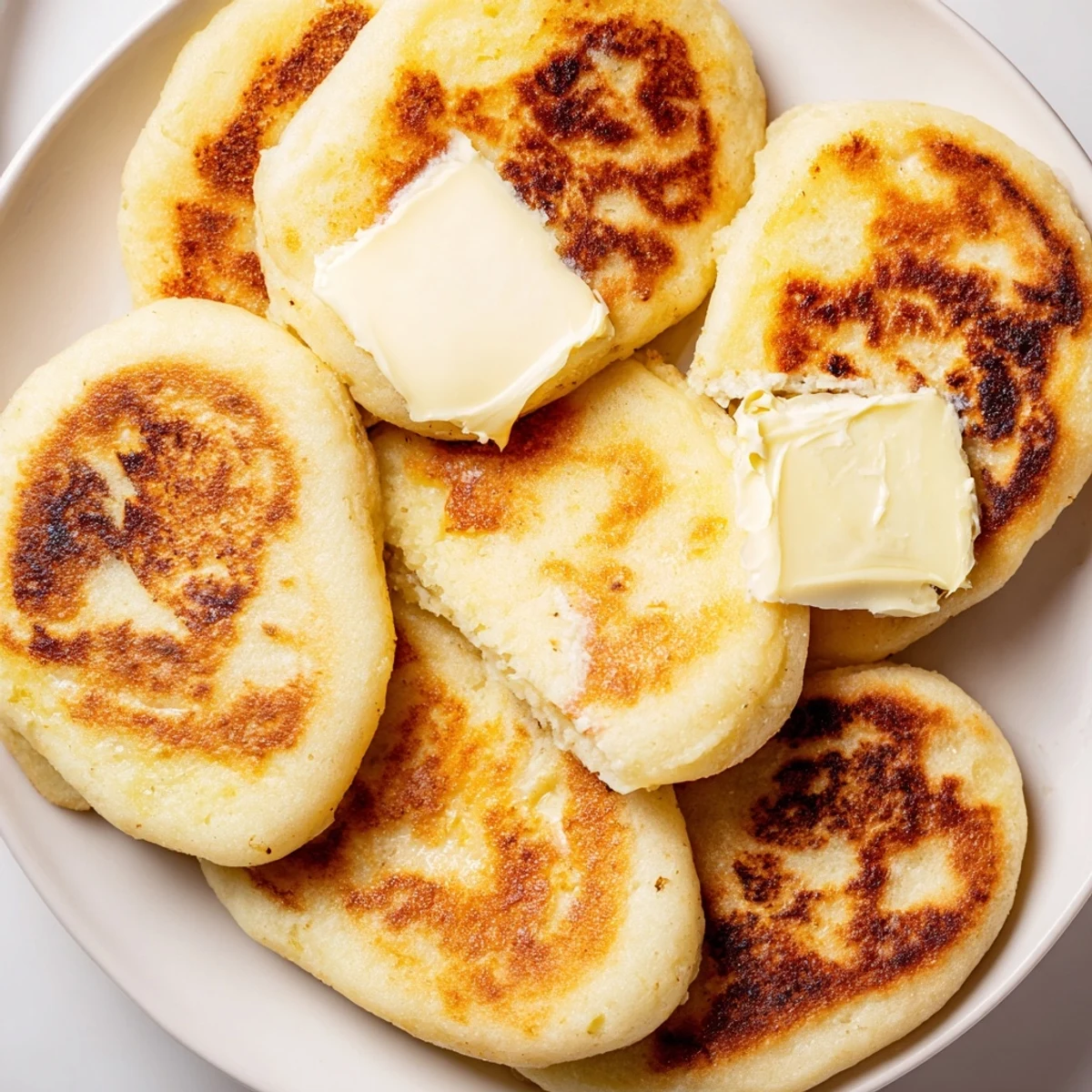 Golden-brown Irish Potato Bread Farls with Salted Butter sit steaming on a wooden board, ready for breakfast.