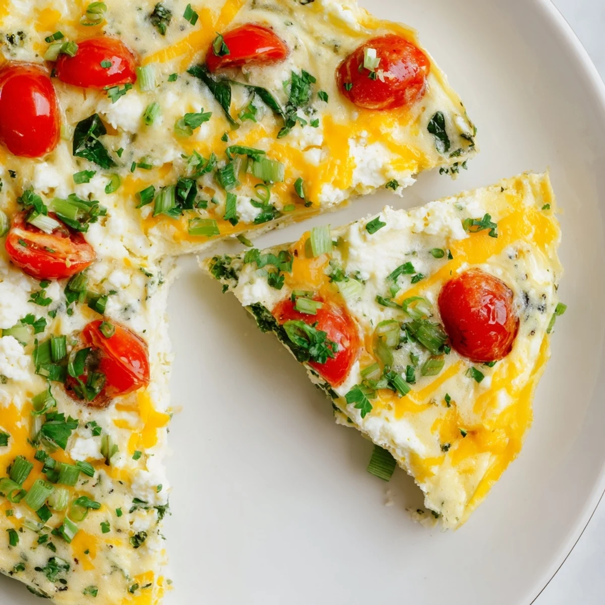 This golden Simple Cottage Cheese Frittata with herbs and cheese is perfect for a healthy brunch.