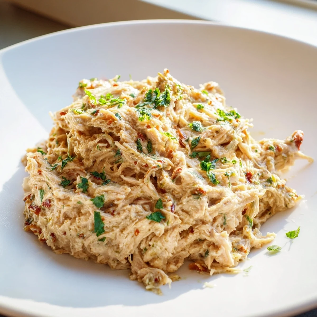 Tender, creamy Marry Me High Protein Crockpot Chicken served over fluffy quinoa.