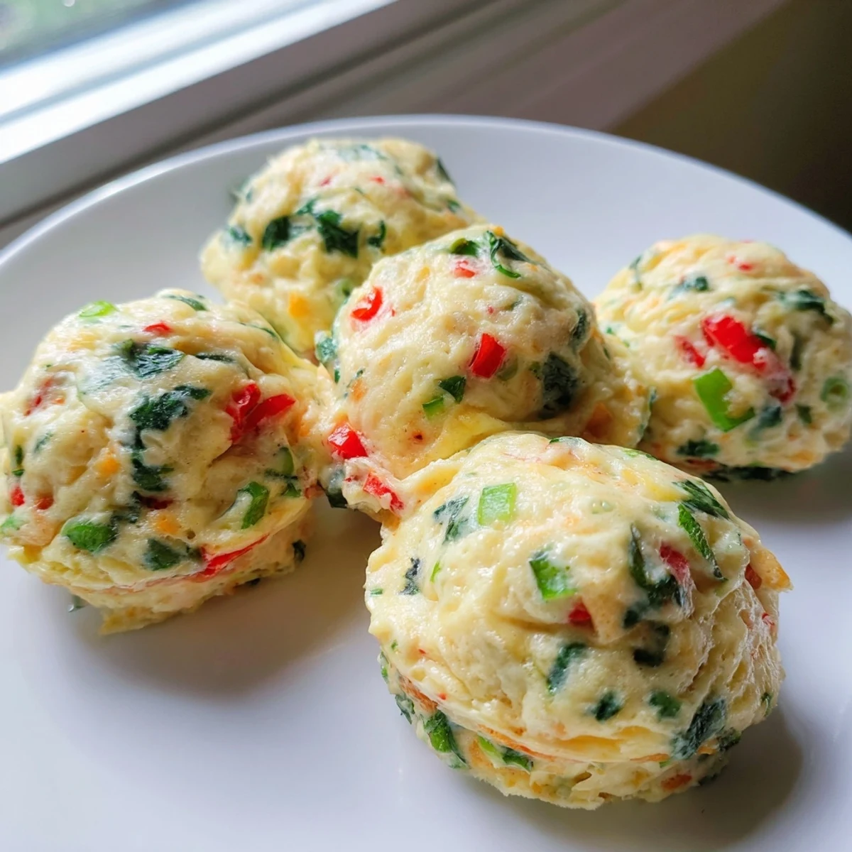 Golden-brown Cottage Cheese Egg Bites on a plate, perfect for a healthy American breakfast.