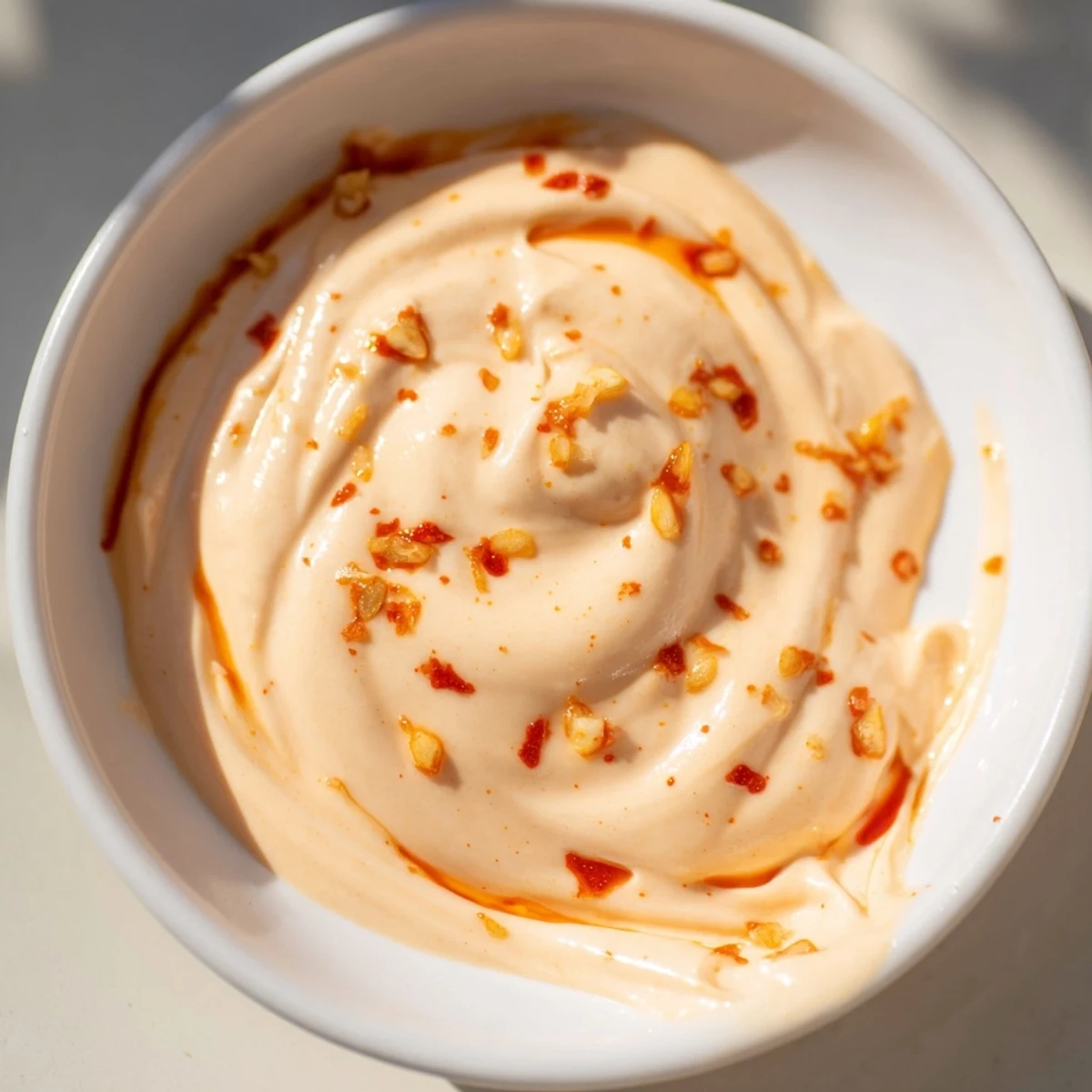 Serving suggestion for Spicy Aioli alongside crispy French fries, ready for dipping and savoring.