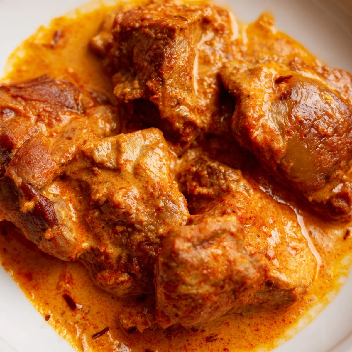 Rich keto butter chicken in a creamy tomato sauce, served hot with keto naan alongside in a rustic kitchen.