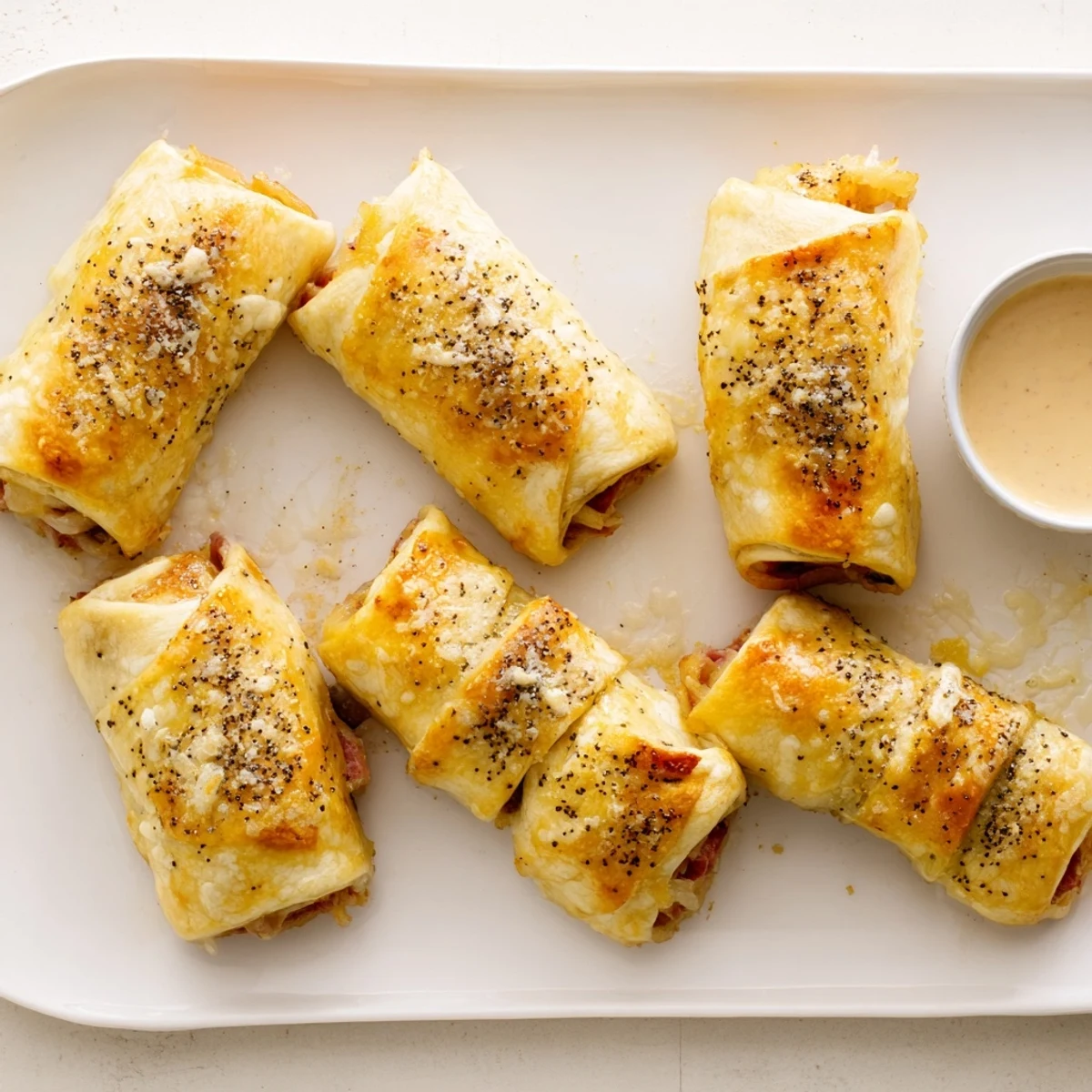 These Keto Crispy Reuben Roll Ups feature corned beef and sauerkraut, baked until golden with melted Swiss cheese.  