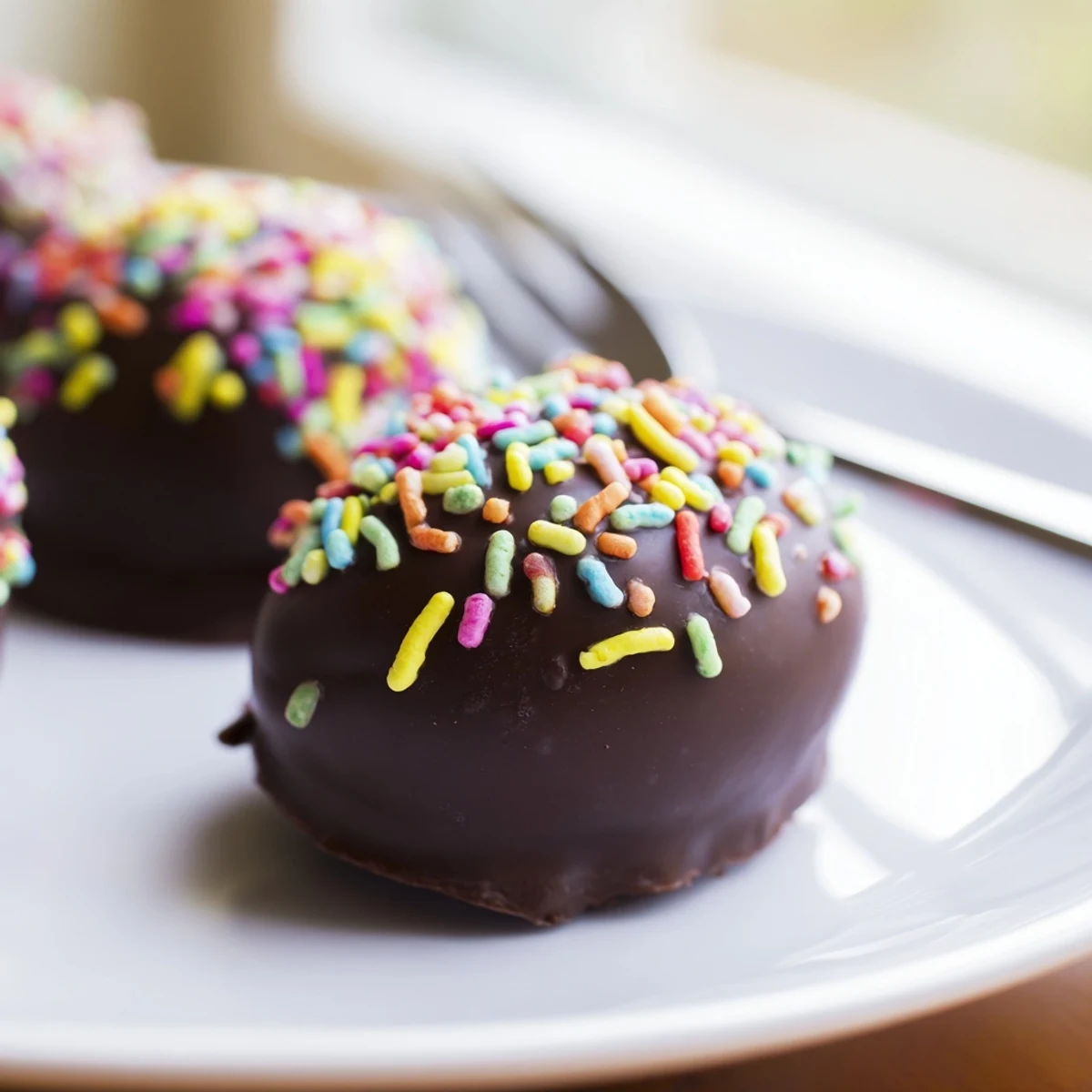 Twenty-four homemade Easter Egg Oreo Balls are arranged on a pastel plate, ready for a festive holiday party or Easter basket gift.
