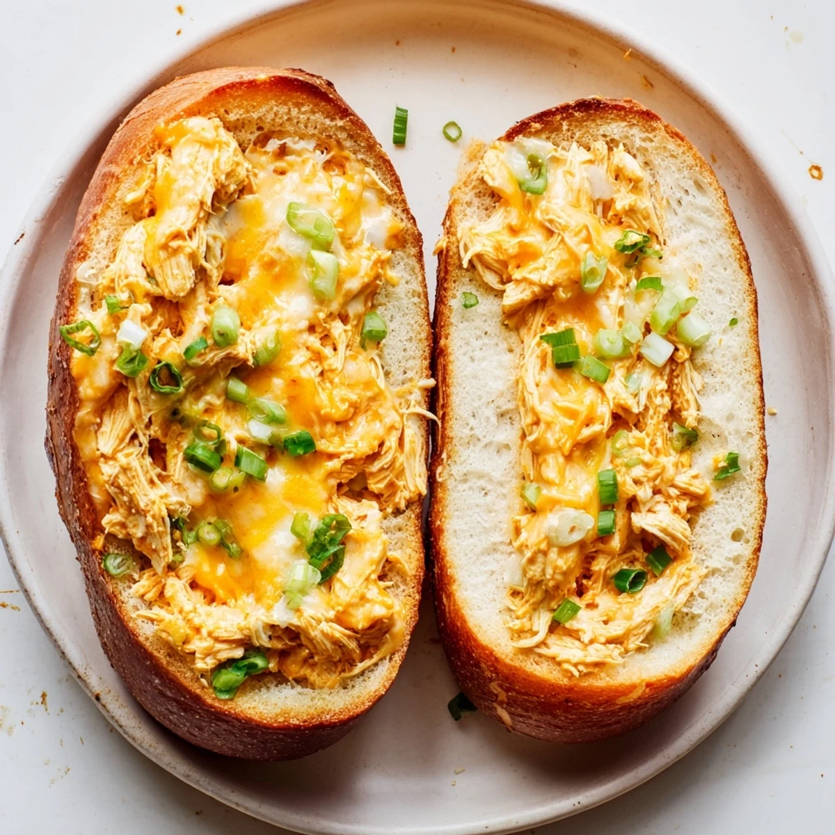A warm Cheesy Buffalo Chicken Stuffed French Bread loaf served with crisp celery sticks.