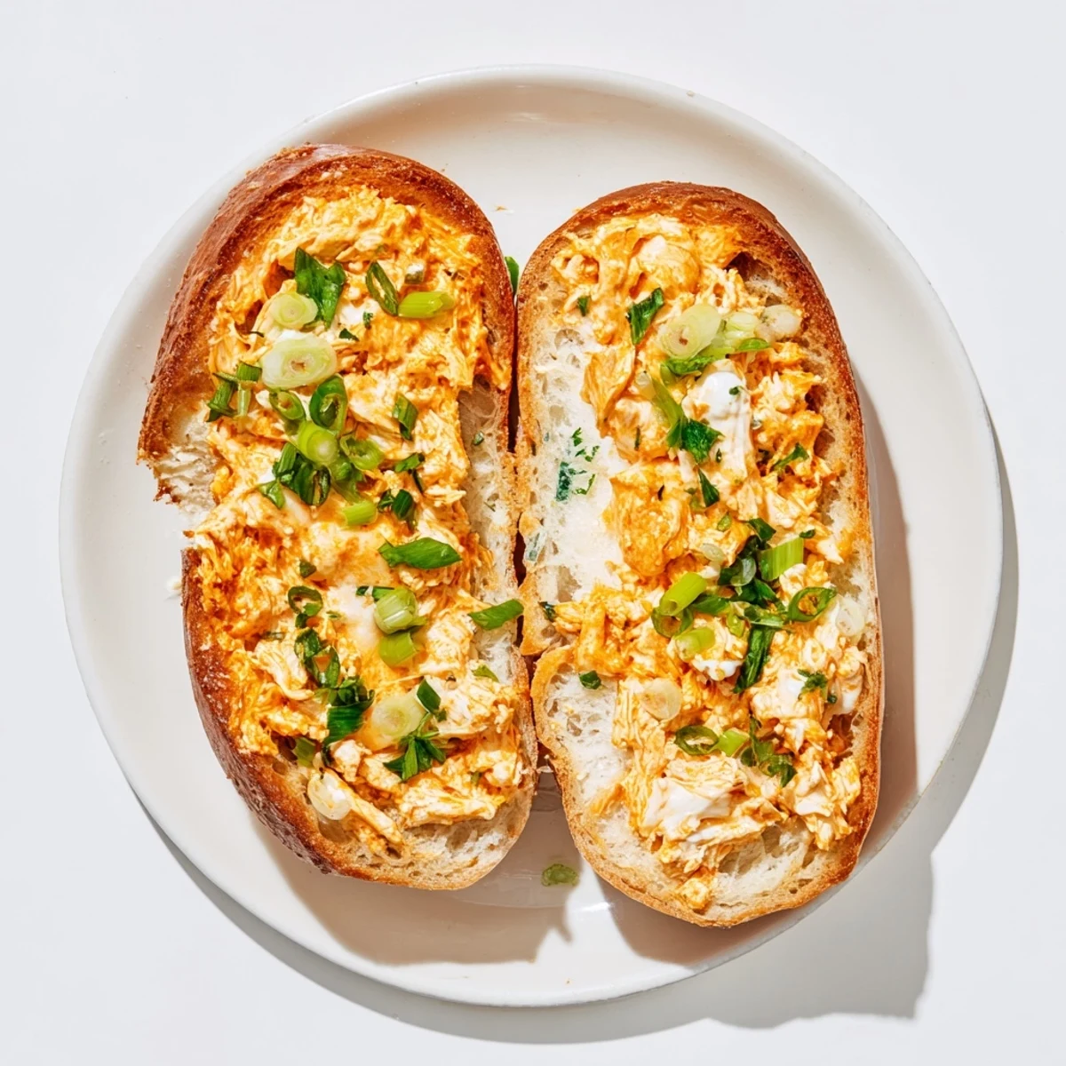 Spicy Cheesy Buffalo Chicken Stuffed French Bread loaf on a rustic wooden serving board.