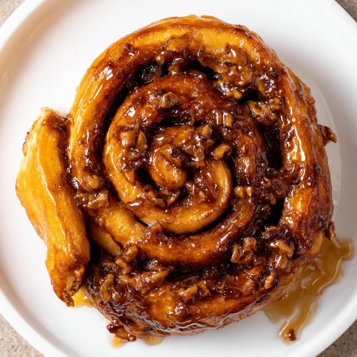 Golden Vietnamese cinnamon date sticky buns oozing with warm honey caramel glaze on a serving platter