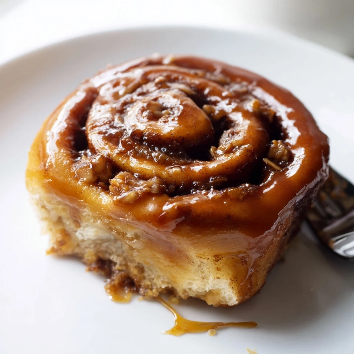 Freshly baked Vietnamese cinnamon date sticky buns inverted to showcase their sticky brown sugar coating
