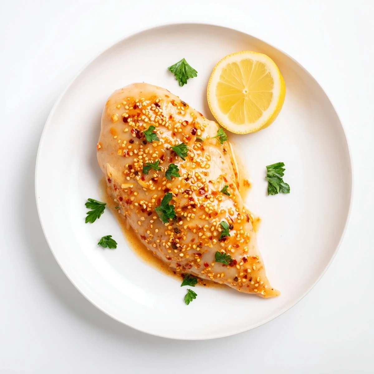 Golden seared chicken breasts glazed in spicy sweet Diablo sauce with honey and mustard