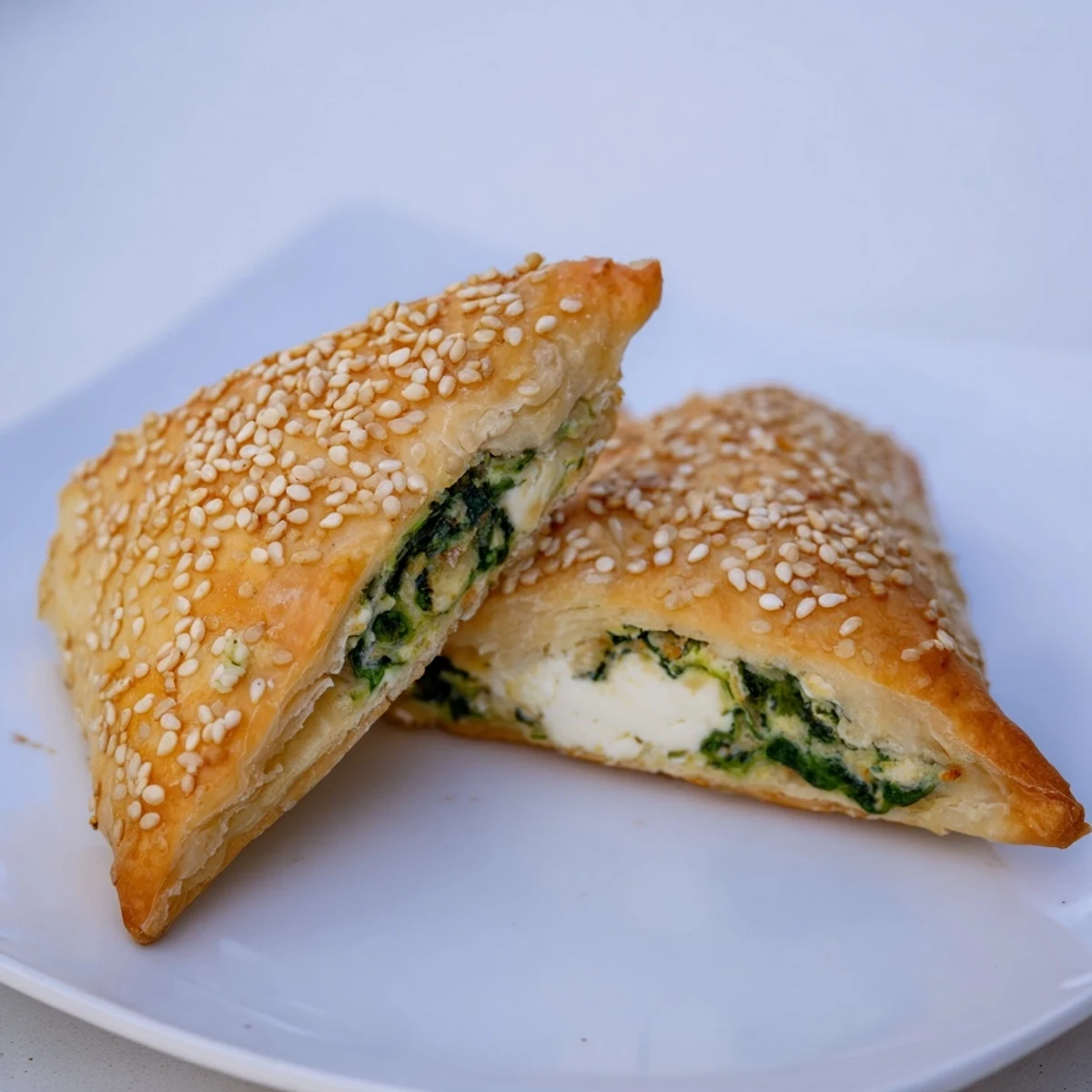 Chewy baked flagels filled with spinach and cottage cheese, topped with poppy seeds and egg wash