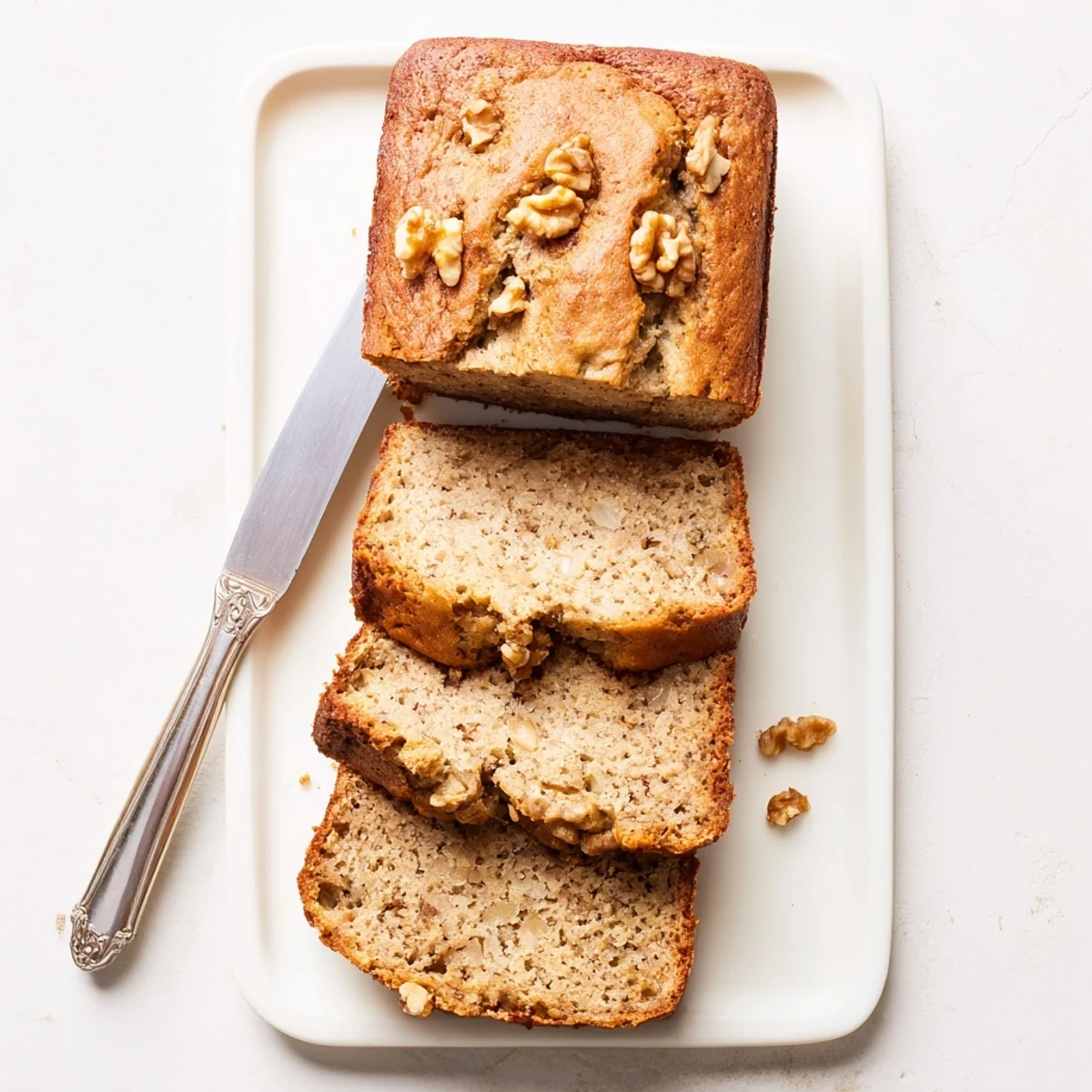 Gluten-free keto banana bread freshly baked showing tender crumb texture close-up