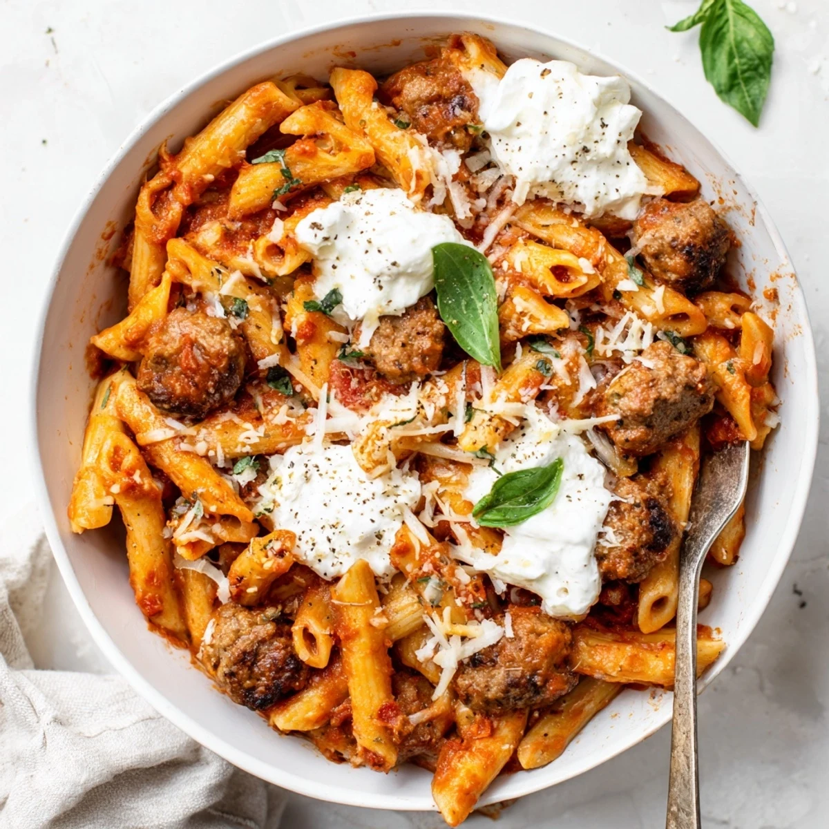 Comforting baked ziti featuring creamy ricotta layers and Italian sausage in a slow cooker
