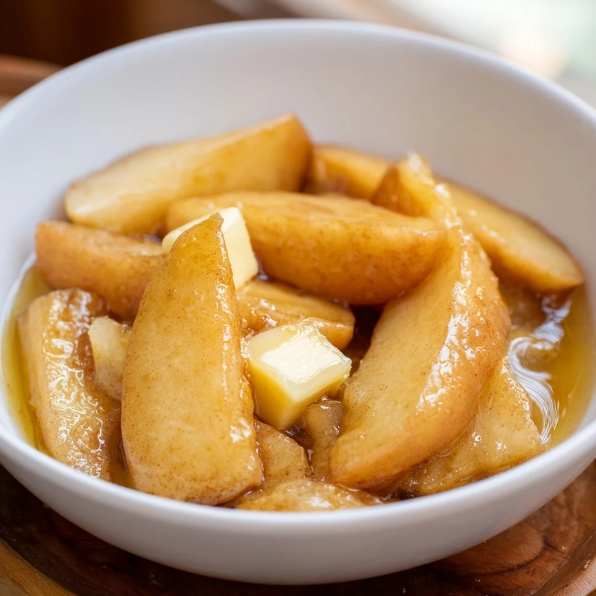 Instant Pot cinnamon apples bubbling with warm spices and melted butter topping