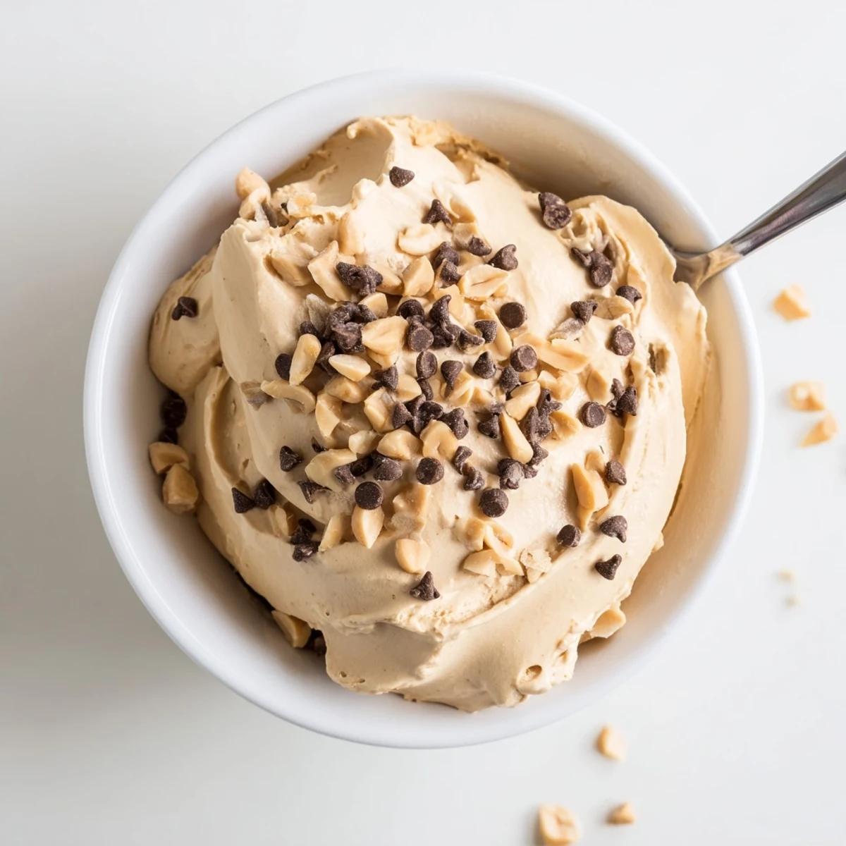 Creamy peanut butter and Cool Whip mousse dessert spooned into elegant serving glasses for easy entertaining