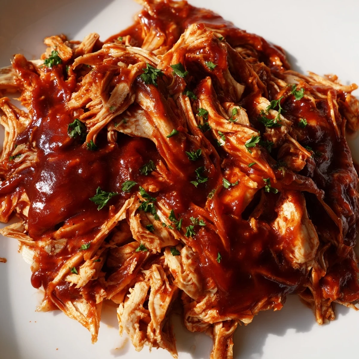 Savory Sweet Baby Ray's crockpot chicken shredded and coated in rich, tangy BBQ glaze