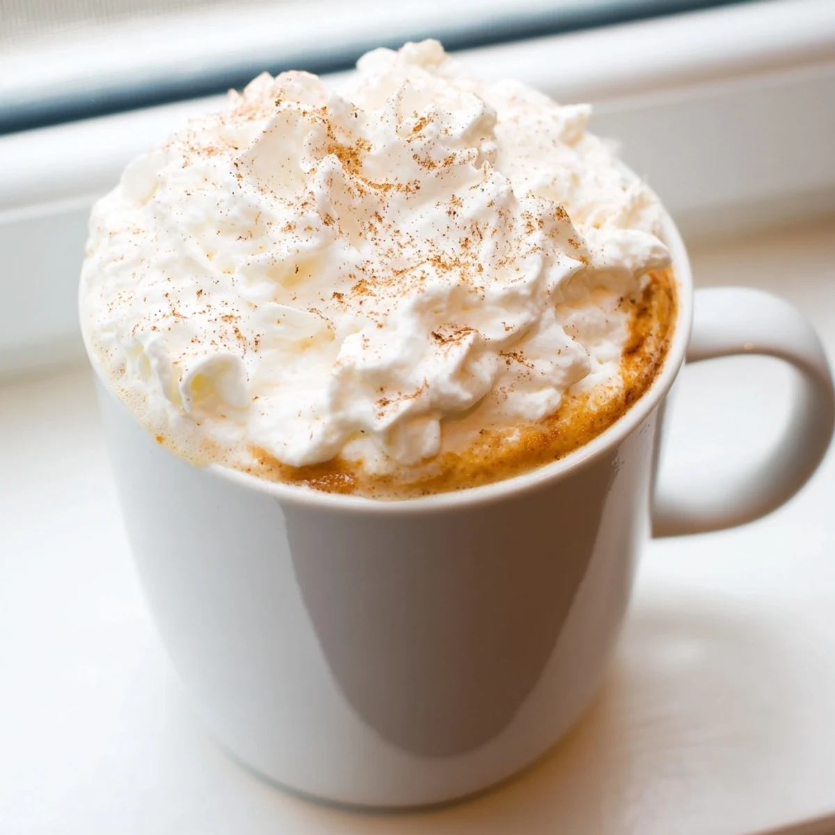 Creamy homemade pumpkin spice latte with real pumpkin purée steaming in a rustic ceramic cup