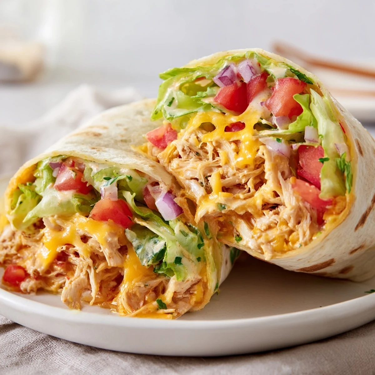 Toasted Cheesy Garlic Chicken Wraps resting on plate, perfect quick lunch