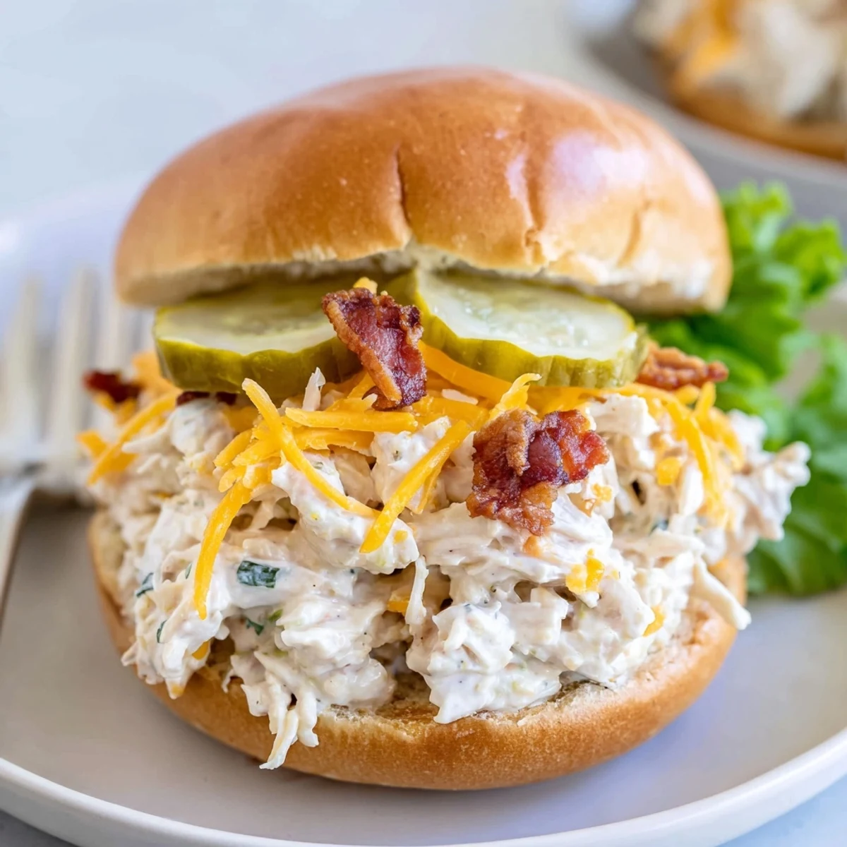 Creamy Crack Chicken Sandwiches with pickles and lettuce, perfect casual dinner bite