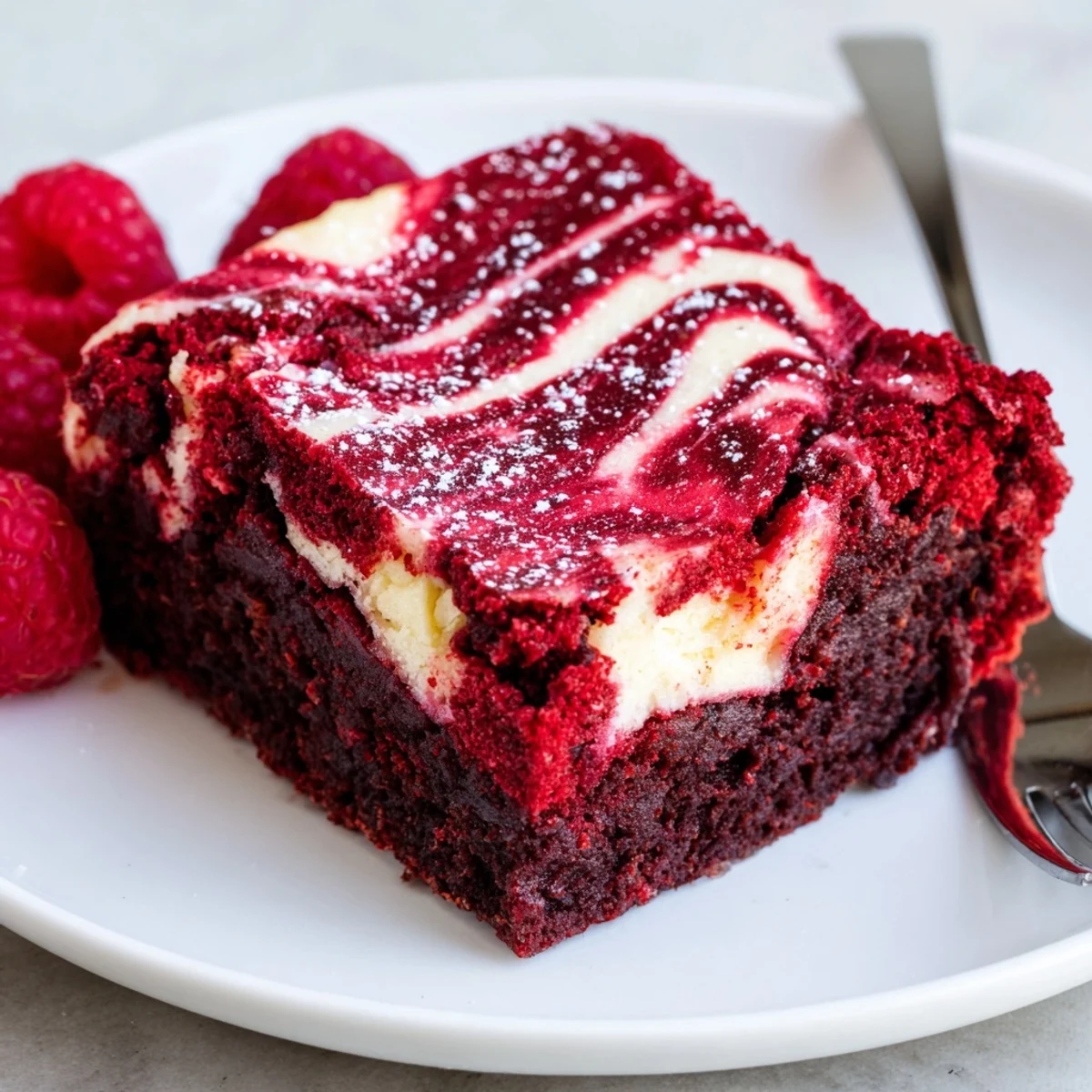 Chilled Red Velvet Brownies With Cheesecake Layer, fudgy texture and tangy filling