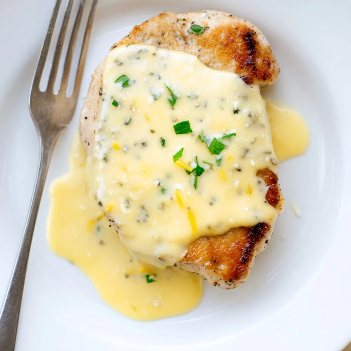 Comforting Chicken With Cheese Sauce, gooey Parmesan-cheddar topping over tender roasted chicken