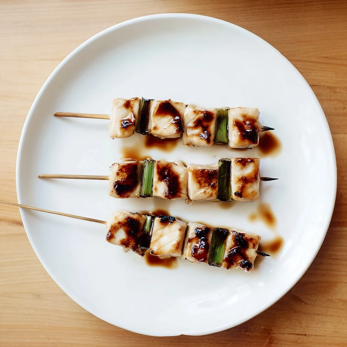 Juicy Japanese Chicken Yakitori Recipe brushed with sticky tare glaze, ready to eat