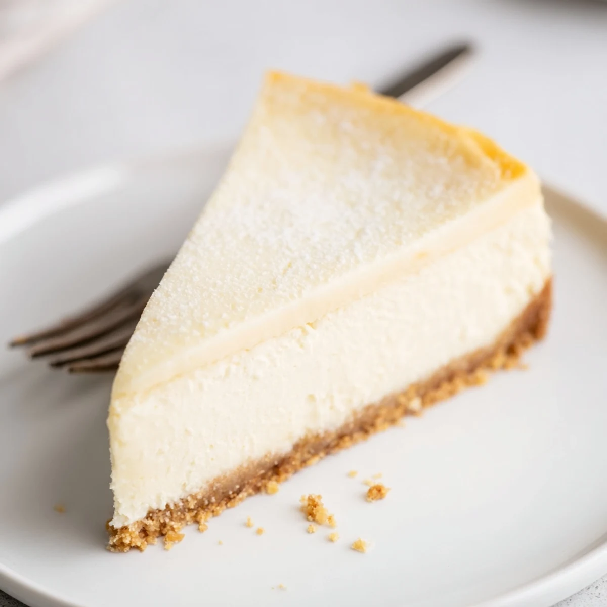 Warmly lit kitchen scene shows Classic Cheesecake cooling in springform pan