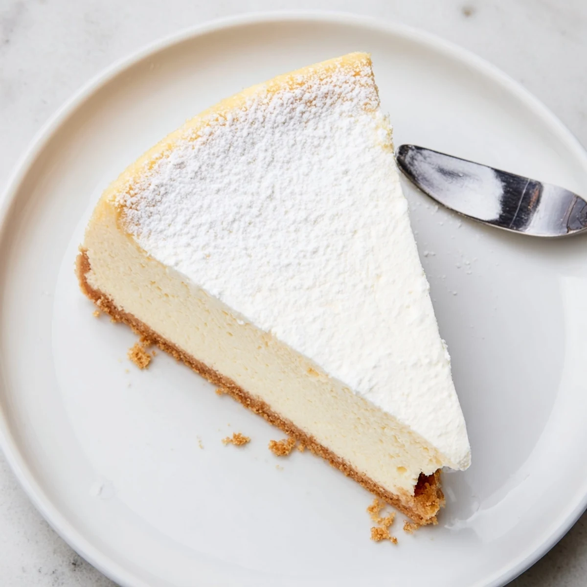 Sliced Classic Cheesecake chilled overnight, topped with fresh berries and cream
