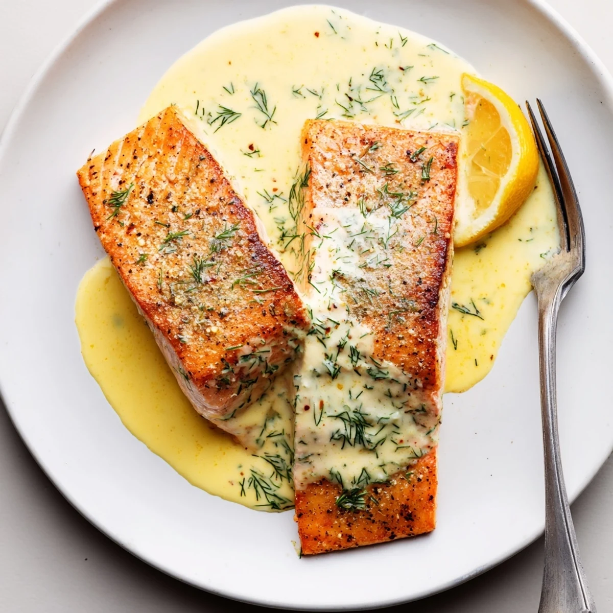 Golden-crusted fillets bathed in velvety, zesty Salmon With Lemon Cream Sauce