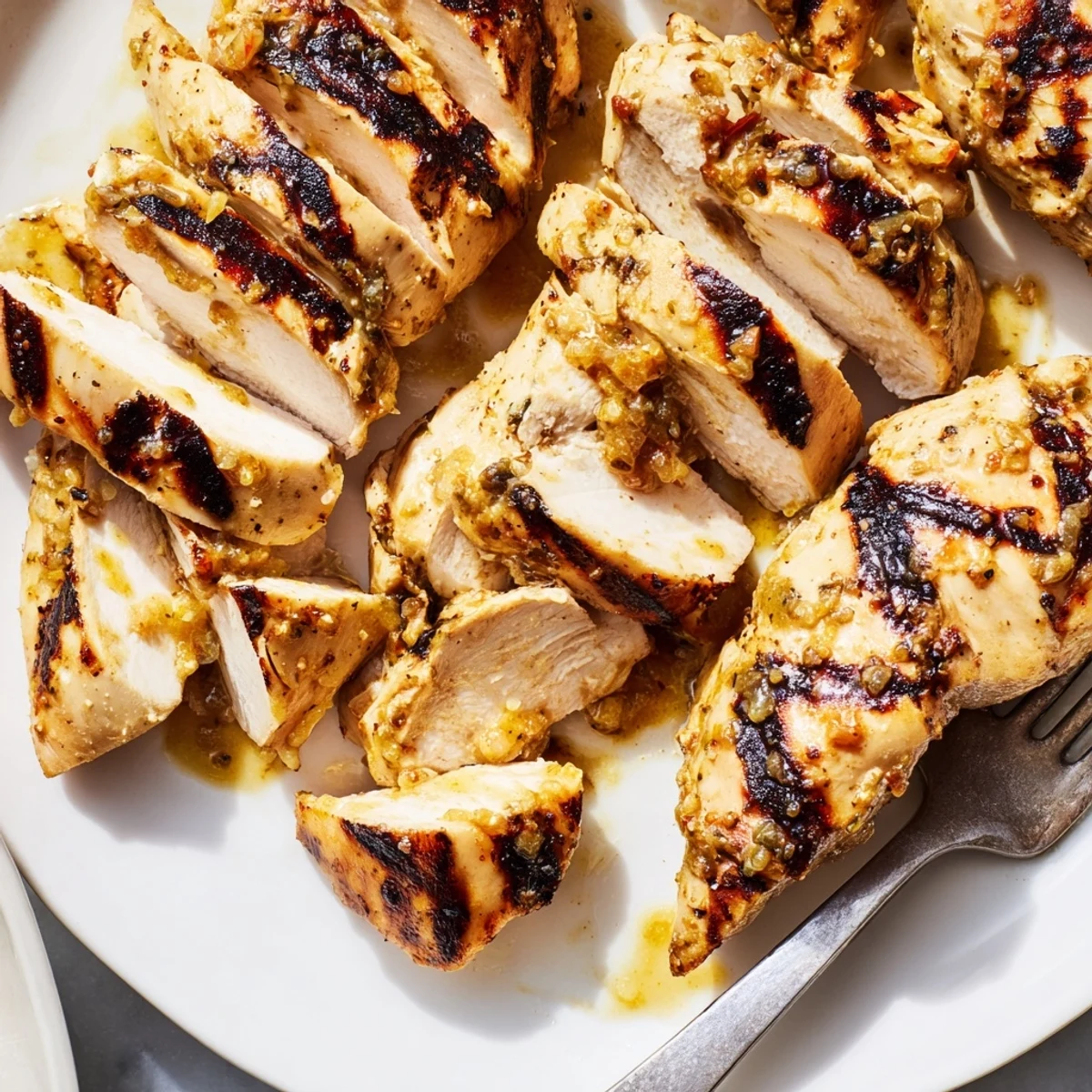 Golden grilled chicken breasts with smoky paprika and herb marinade served fresh off the grill