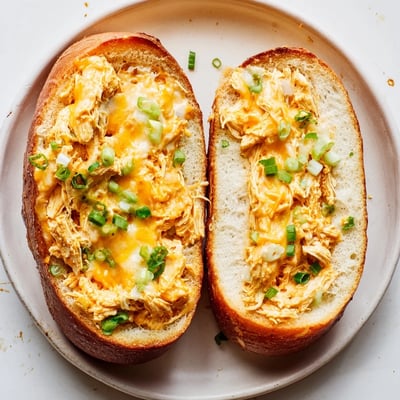 A warm Cheesy Buffalo Chicken Stuffed French Bread loaf served with crisp celery sticks.