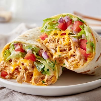 Toasted Cheesy Garlic Chicken Wraps resting on plate, perfect quick lunch