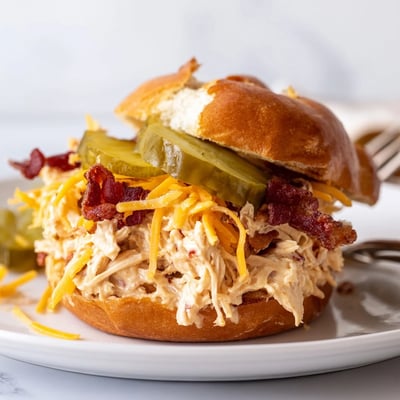 Bubbly baked Crack Chicken Sandwiches spooned onto buns, tangy ranch aroma rising