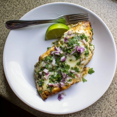 Grilled Salsa Verde Pepper Jack Chicken